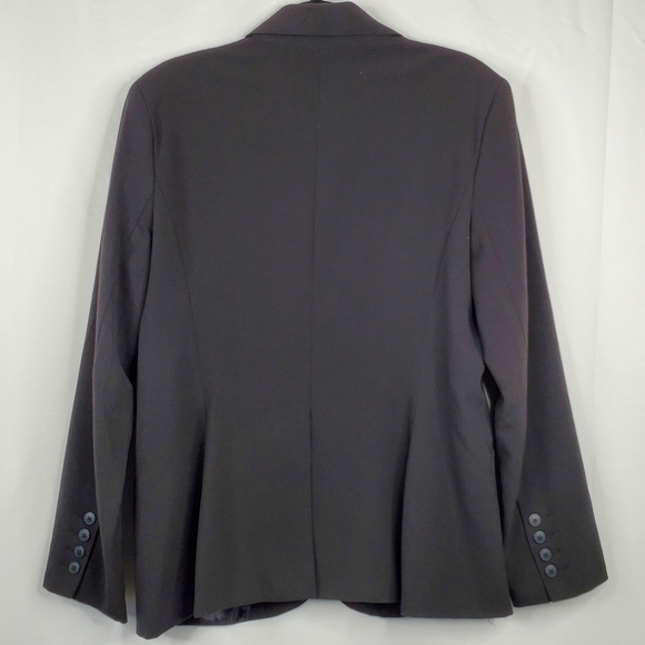 Norma Kamali Lined Black Blazer Size 16 One Button Jacket Office Preppy Career - Picture 4 of 15